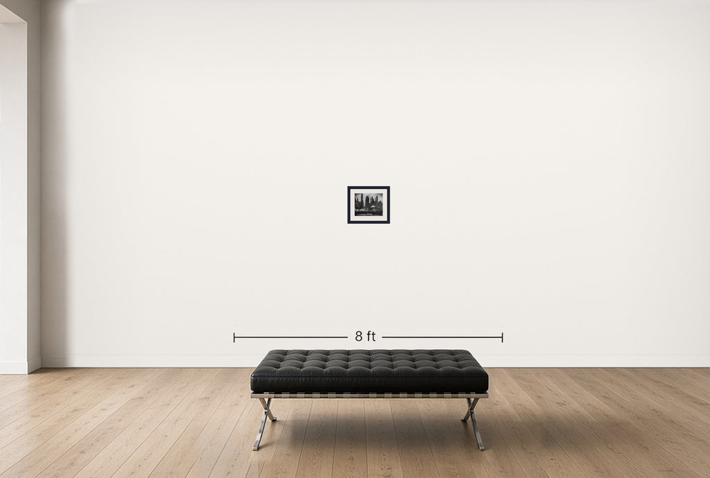 Room view — 42nd Street View from Weehawken by Andreas Feininger shown to scale on a gallery wall at 8.25 x 10 in. Not a reproduction of the work.
