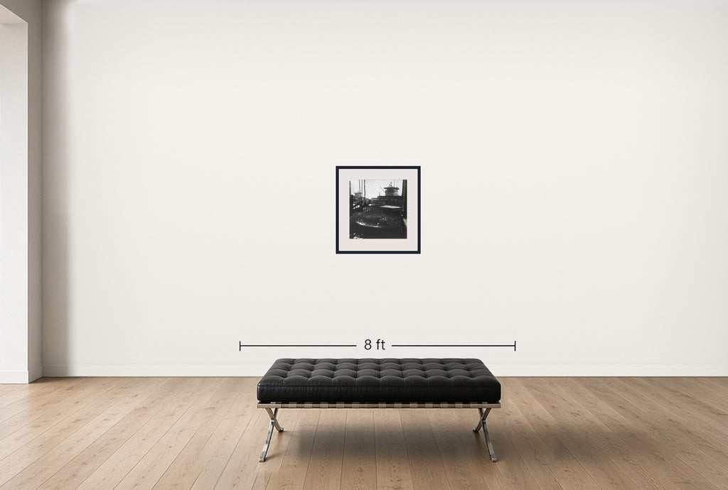 Room view — A Nickel to Staten Island on Ferry by Andreas Feininger shown to scale on a gallery wall at 20 x 16 in. Not a reproduction of the work.