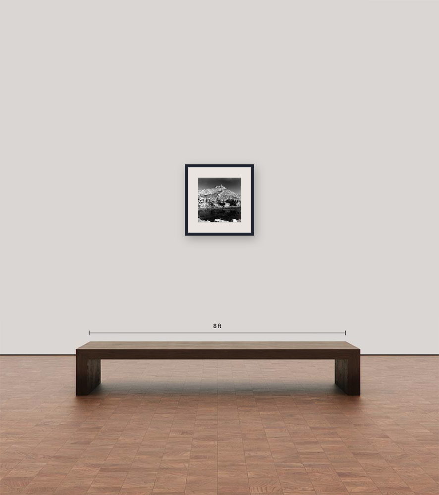 Room view — Abbey of Monte Cassino by Carl Mydans shown to scale on a gallery wall at 20 x 16 in. Not a reproduction of the work.