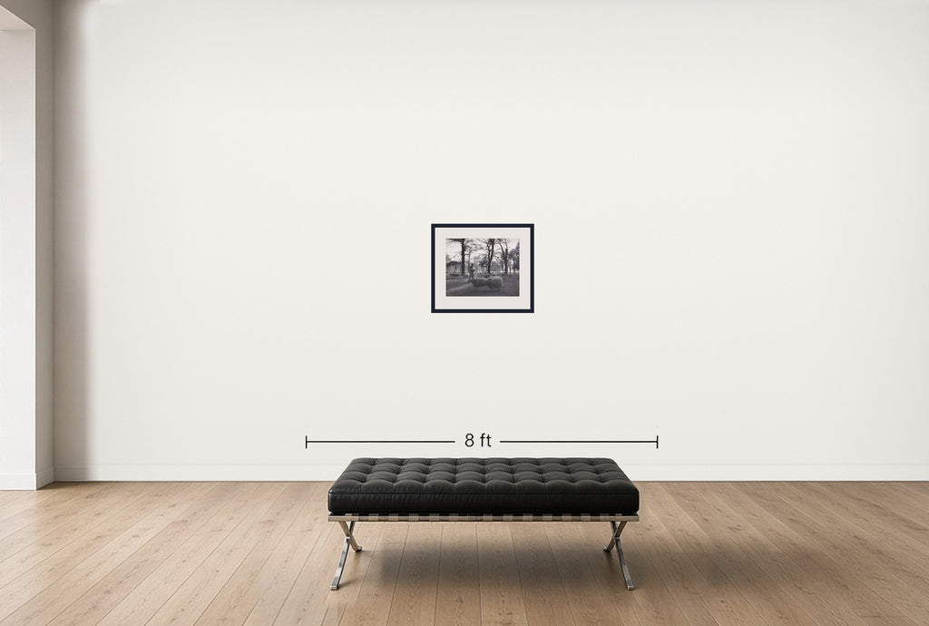 Room view — American GI on Stroll with Girlfriend by Ralph Morse shown to scale on a gallery wall at 16 x 20 in. Not a reproduction of the work.