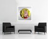 Room view — Are You Lonesome Tonight (Lichtenstein vs Warhol) 2020 by Alex G Cao shown to scale on a gallery wall at 42 x 42 in. Not a reproduction of the work.