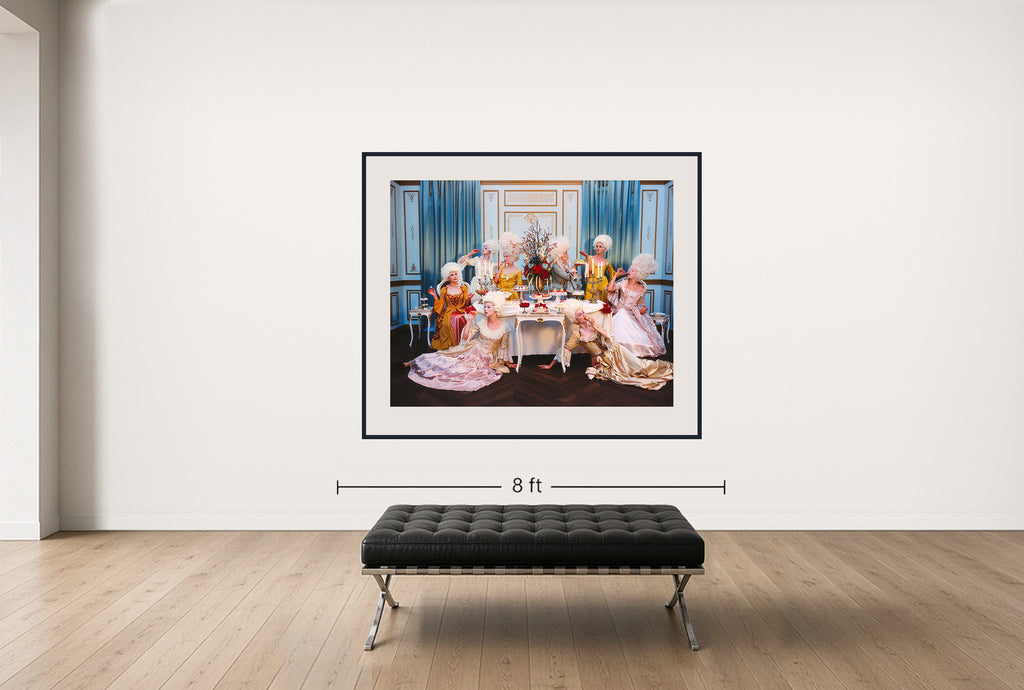 Room view — Aristocracy - Decadence by Tyler Shields shown to scale on a gallery wall at 56 x 72 in. Not a reproduction of the work.