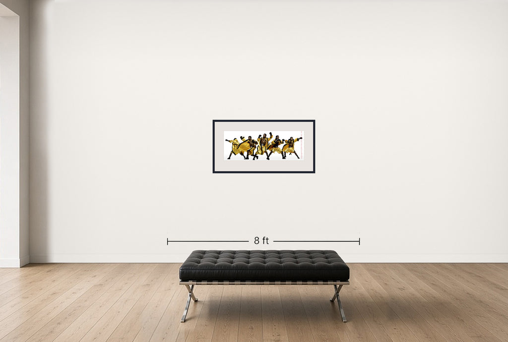 Room view — Boxing Study #1154 (Shane Mosley) by Howard Schatz shown to scale on a gallery wall at 15 x 40 in. Not a reproduction of the work.