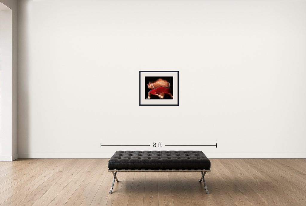 Room view — Boxing Study #1216 (Jose Antonio Rivera) by Howard Schatz shown to scale on a gallery wall at 19 x 24 in. Not a reproduction of the work.