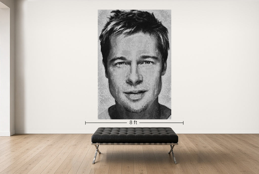 Room view — Brad vs. Angelina by Alex G Cao shown to scale on a gallery wall at 108 x 72 in. Not a reproduction of the work.