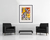 Room view — Buckets of Detangler by Alexandra Nechita shown to scale on a gallery wall at 34.63 x 28 in. Not a reproduction of the work.