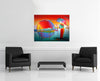 Room view — Buddha Moon - Monk Sunrise by Peter Max shown to scale on a gallery wall at 36 x 48 in. Not a reproduction of the work.
