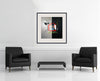 Room view — Casita by Regina Saura shown to scale on a gallery wall at 29.25 x 29 in. Not a reproduction of the work.