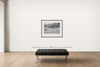 Room view — Cattle Drive #27 by Allen Birnbach shown to scale on a gallery wall at 30 x 40 in. Not a reproduction of the work.