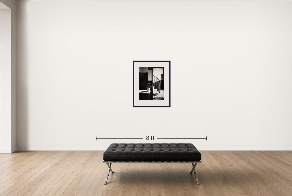 Room view — Chez Mondrian, Paris by Andre Kertesz shown to scale on a gallery wall at 29 x 23.875 in. Not a reproduction of the work.