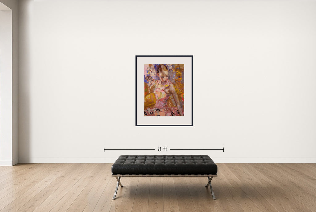 Room view — Cirque - Variation, Embellished by Charles Dwyer Jr. shown to scale on a gallery wall at 42 x 32 in. Not a reproduction of the work.