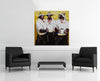 Room view — Coin Toss by Palla Jeroff shown to scale on a gallery wall at 47 x 47 in. Not a reproduction of the work.