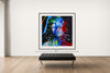 Room view — Creation of Color by Tyler Shields shown to scale on a gallery wall at 70 x 70 in. Not a reproduction of the work.