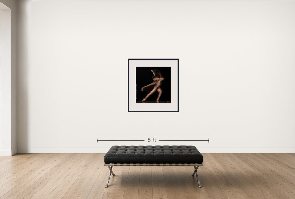 Room view — Dance Study 1330 (Jacqueline Green) by Howard Schatz shown to scale on a gallery wall at 40 x 30 in. Not a reproduction of the work.