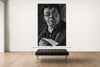 Room view — Diego vs. Frida by Alex G Cao shown to scale on a gallery wall at 108 x 72 in. Not a reproduction of the work.