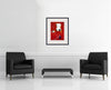 Room view — Duet by Regina Saura shown to scale on a gallery wall at 24 x 18.5 in. Not a reproduction of the work.