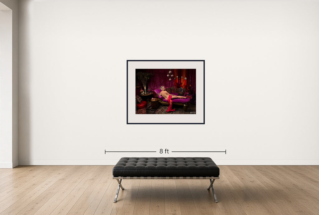 Room view — Eve Ensler - Playwrite ("The Vagina Monologues"), Performer, Feminist by Howard Schatz shown to scale on a gallery wall at 38 x 48 in. Not a reproduction of the work.