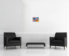 Room view — Flag with Heart by Peter Max shown to scale on a gallery wall at 9 x 12 in. Not a reproduction of the work.