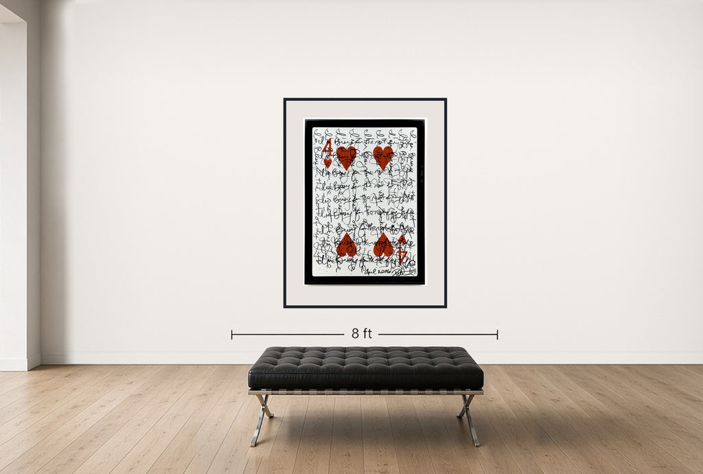Room view — Four of Hearts, 2016 by Peter Tunney shown to scale on a gallery wall at 62 x 45 in. Not a reproduction of the work.