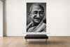 Room view — Gandhi vs. Mother Tereasa by Alex G Cao shown to scale on a gallery wall at 108 x 72 in. Not a reproduction of the work.