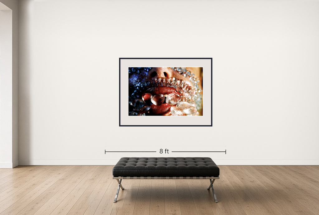 Room view — GAP - 2004 - AP by Marilyn Minter shown to scale on a gallery wall at 40 x 60 in. Not a reproduction of the work.