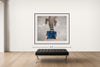 Room view — Gator Birkin II by Tyler Shields shown to scale on a gallery wall at 63 x 84 in. Not a reproduction of the work.