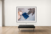 Room view — Gator Birkin III - Tug of War by Tyler Shields shown to scale on a gallery wall at 63 x 84 in. Not a reproduction of the work.