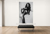 Room view — Gisele vs. Brady, After Penn by Alex G Cao shown to scale on a gallery wall at 108 x 72 in. Not a reproduction of the work.