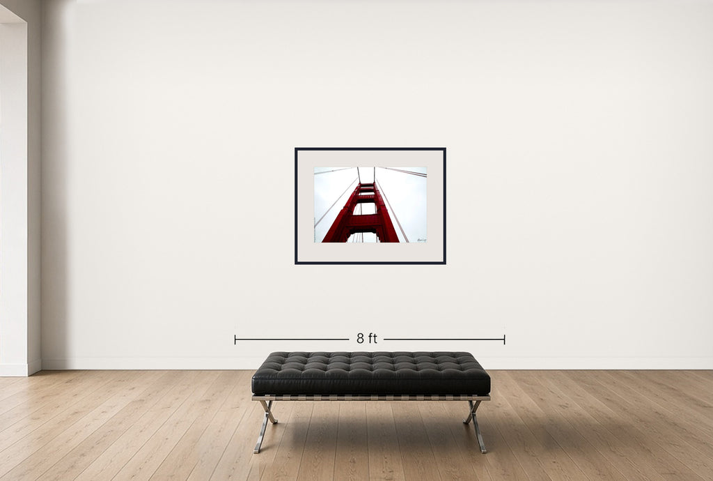 Room view — Golden Gate Bridge,  #1935 by Howard Schatz shown to scale on a gallery wall at 30 x 40 in. Not a reproduction of the work.