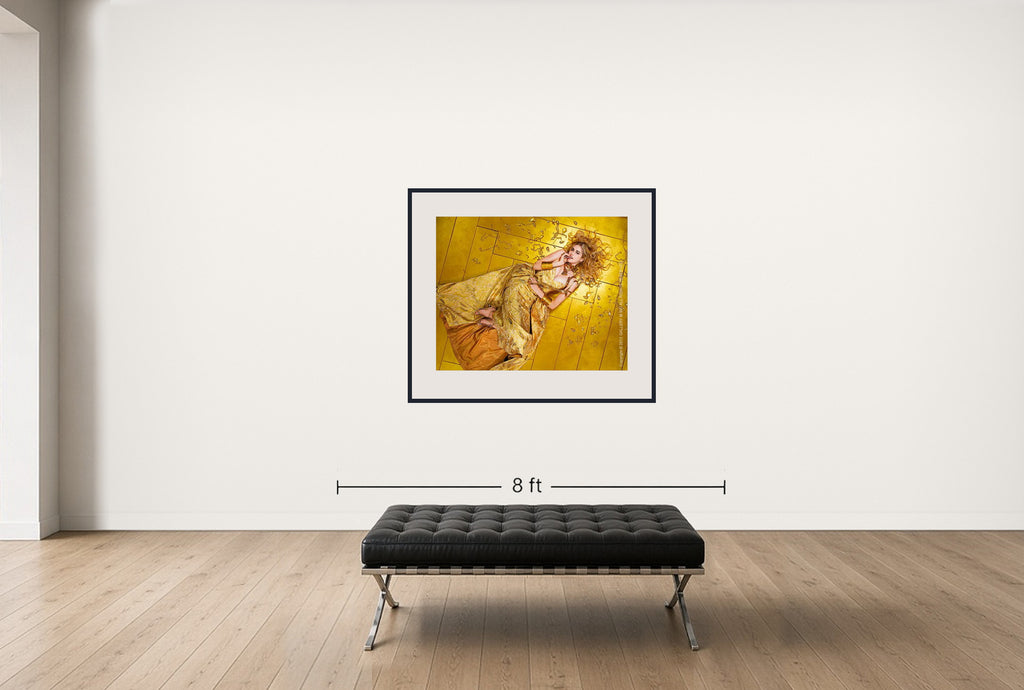Room view — Greed by Howard Schatz shown to scale on a gallery wall at 38 x 48 in. Not a reproduction of the work.
