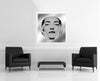 Room view — Heartbreak Hotel (Callas vs Tebaldi) 2019 by Alex G Cao shown to scale on a gallery wall at 42 x 42 in. Not a reproduction of the work.
