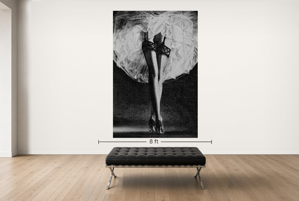 Room view — HORST vs DEGAS, 2010 by Alex G Cao shown to scale on a gallery wall at 108 x 72 in. Not a reproduction of the work.