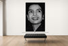Room view — Jackie vs. JFK I by Alex G Cao shown to scale on a gallery wall at 108 x 72 in. Not a reproduction of the work.