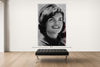 Room view — Jackie vs. JFK II by Alex G Cao shown to scale on a gallery wall at 108 x 72 in. Not a reproduction of the work.