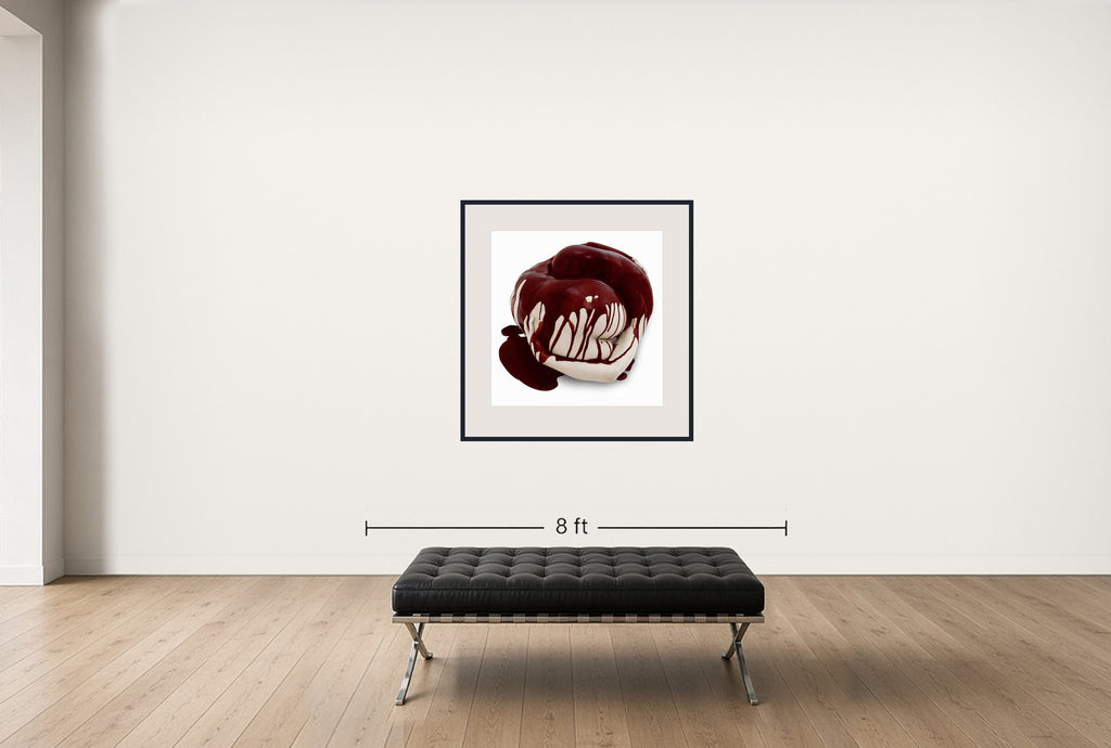 Room view — Knot #205 by Howard Schatz shown to scale on a gallery wall at 40 x 40 in. Not a reproduction of the work.