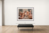 Room view — Let Them Eat Cake - Decadence by Tyler Shields shown to scale on a gallery wall at 54 x 72 in. Not a reproduction of the work.