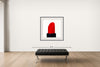 Room view — Lip Stick - Good Hermes by Tyler Shields shown to scale on a gallery wall at 45 x 45 in. Not a reproduction of the work.