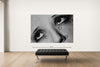 Room view — Man Ray Tear vs. Tear by Alex G Cao shown to scale on a gallery wall at 72 x 108 in. Not a reproduction of the work.