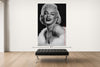 Room view — MARILYN vs BRIGITTE BARDOT by Alex G Cao shown to scale on a gallery wall at 108 x 72 in. Not a reproduction of the work.