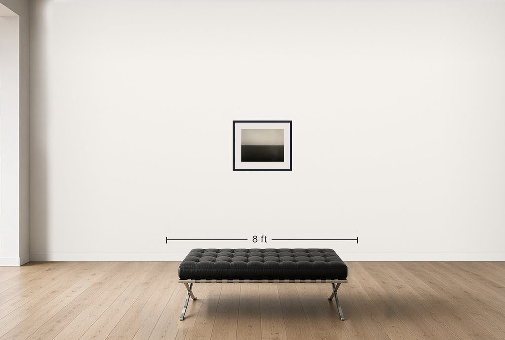 Room view — Marmar Sea,Silivri by Hiroshi Sugimoto shown to scale on a gallery wall at 16.5 x 21.3 in. Not a reproduction of the work.