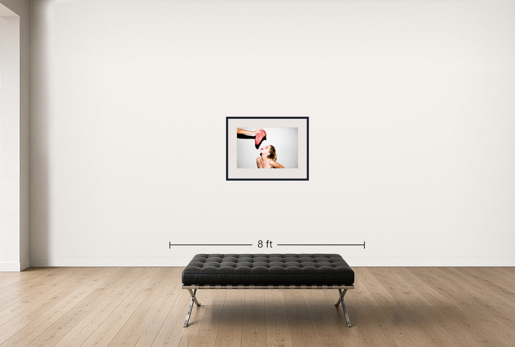 Room view — Mischa Barton - Steak by Tyler Shields shown to scale on a gallery wall at 22 x 30 in. Not a reproduction of the work.