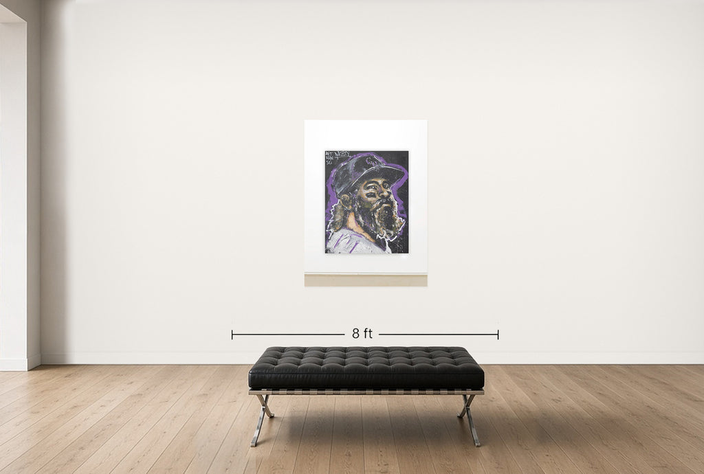 Room view — Nazty - Homage to Charlie Blackmon by Gallery M shown to scale on a gallery wall at 60 x 48 in. Not a reproduction of the work.