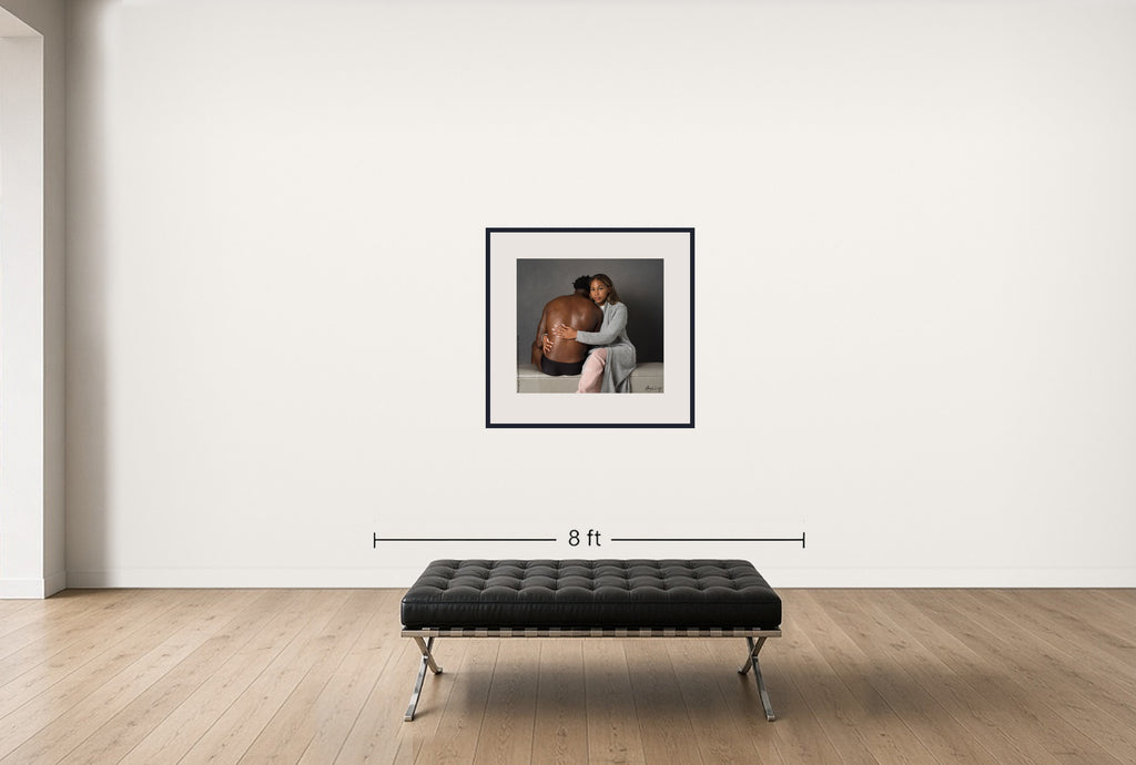 Room view — Pereston Williams,  Wide Receiver #012 by Howard Schatz shown to scale on a gallery wall at 30 x 40 in. Not a reproduction of the work.