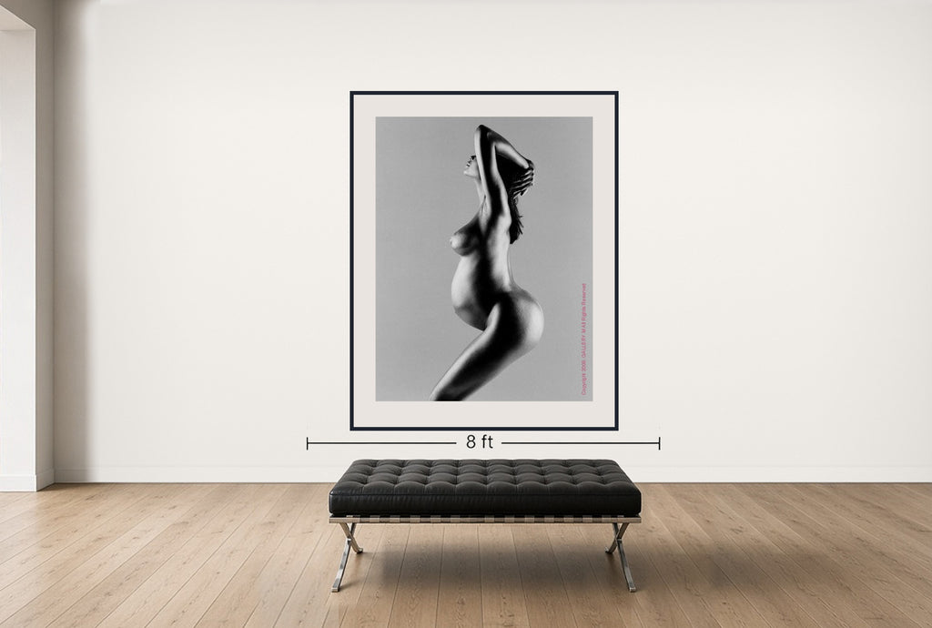 Room view — Pregnancy Study #304 by Howard Schatz shown to scale on a gallery wall at 84 x 59 in. Not a reproduction of the work.