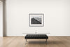 Room view — Ralston Buttes Study #3 by Allen Birnbach shown to scale on a gallery wall at 30 x 40 in. Not a reproduction of the work.