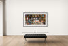 Room view — Rock 70s/80s by Max Steven Grossman shown to scale on a gallery wall at 37 x 75 in. Not a reproduction of the work.