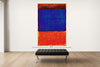 Room view — Rothko vs Rothko by Alex G Cao shown to scale on a gallery wall at 108 x 72 in. Not a reproduction of the work.