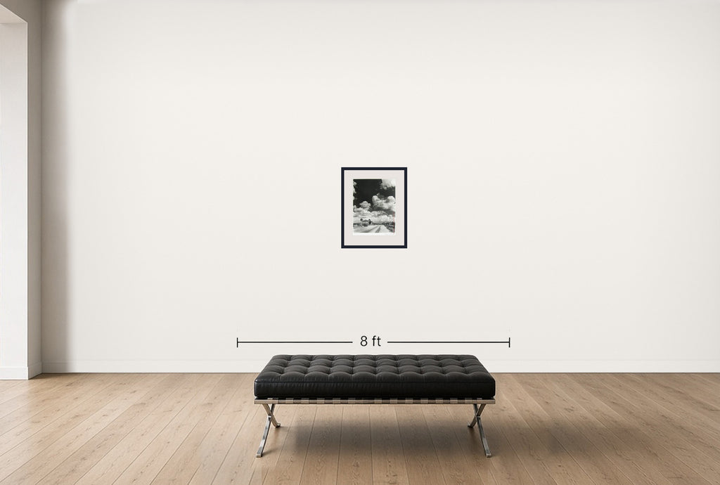 Room view — Route 66 - Seligman by Andreas Feininger shown to scale on a gallery wall at 20 x 16 in. Not a reproduction of the work.
