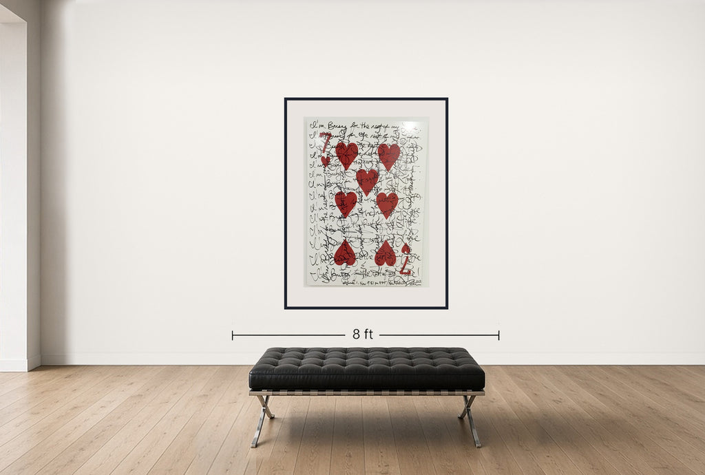 Room view — Seven of Hearts, 2016 by Peter Tunney shown to scale on a gallery wall at 62 x 45 in. Not a reproduction of the work.