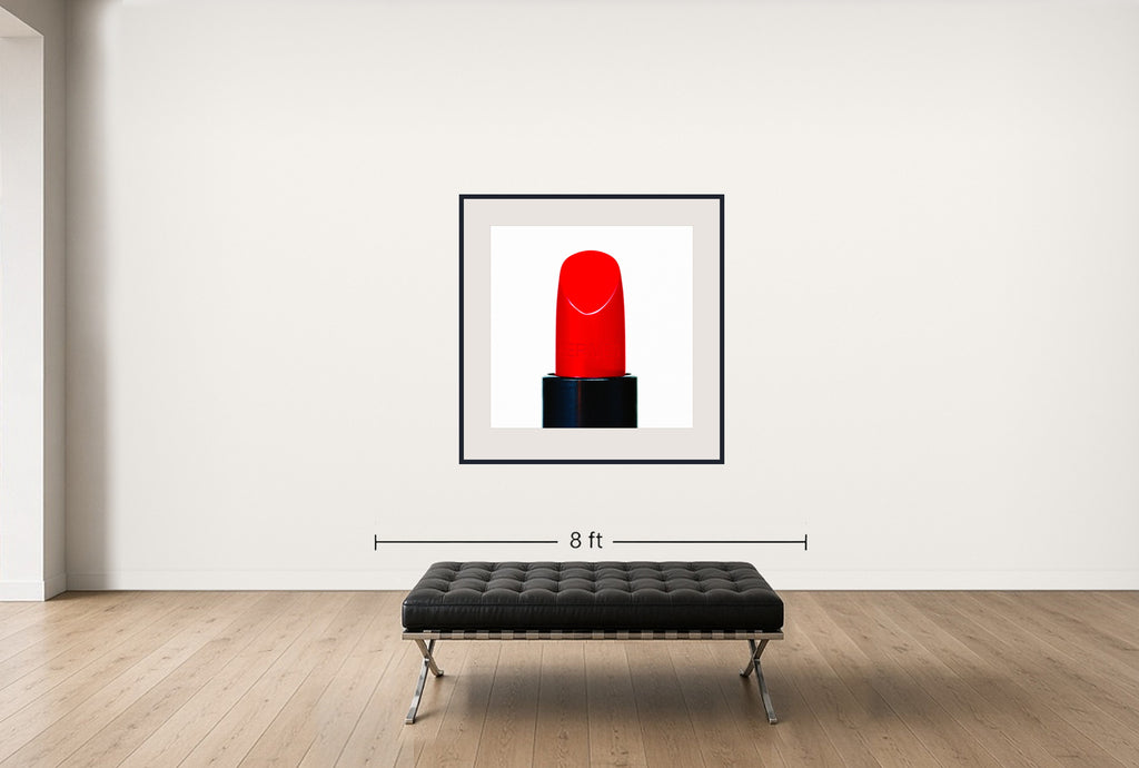 Room view — Lip Stick - Pristine Hermes by Tyler Shields shown to scale on a gallery wall at 45 x 45 in. Not a reproduction of the work.